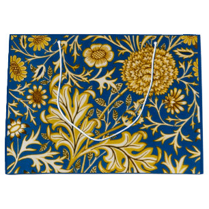 Grand Sac Cadeau Vintage William Morris Cherwell Bleu Art Floral