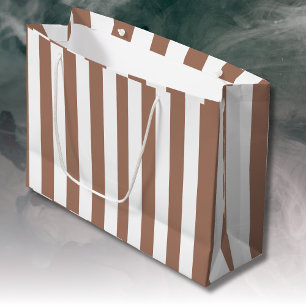 Grand Sac Cadeau Vintages bandes verticales Mocha Mousse Blanc