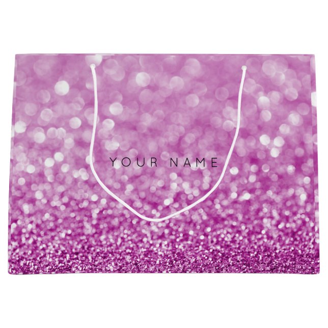 Grand Sac Cadeau Violet rose clair Parties scintillant blanche Favo (Devant)