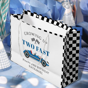 Grand Sac Cadeau Voiture de course vintage Joyeux 2e anniversaire