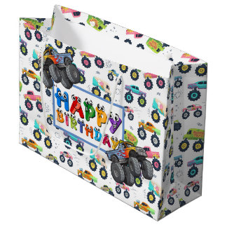 Grand Sac Cadeau Voitures et camions à grande roue pour anniversair