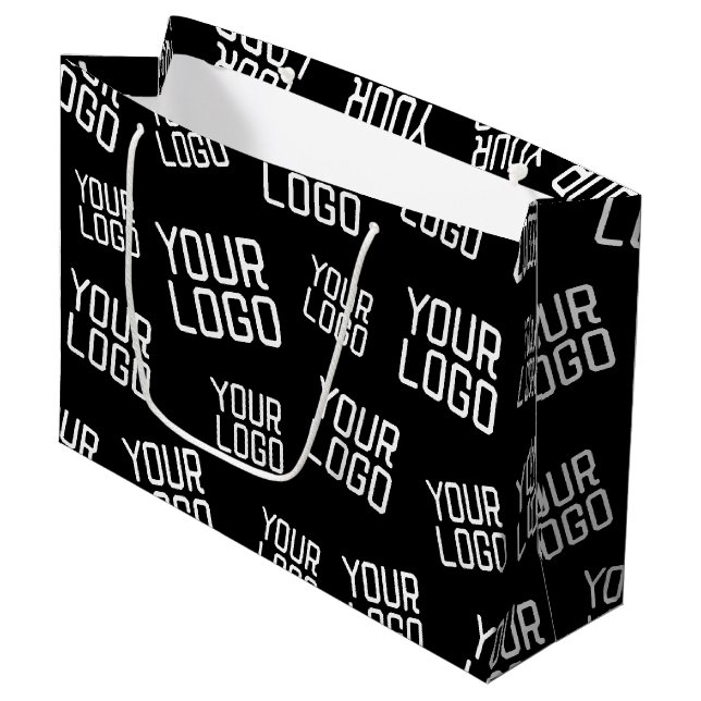 Grand Sac Cadeau Votre conception ou logo d'entreprise | Placement  (Devant Angle)