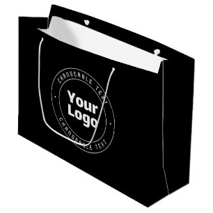 Grand Sac Cadeau Votre logo et modèle de texte modifiable Noir et