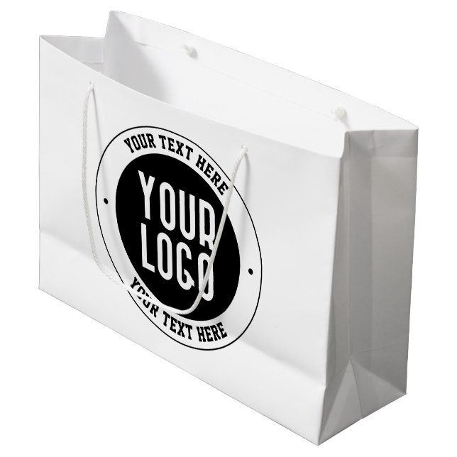 Grand Sac Cadeau Votre logo ou votre conception d'entreprise | Text (Devant Angle)