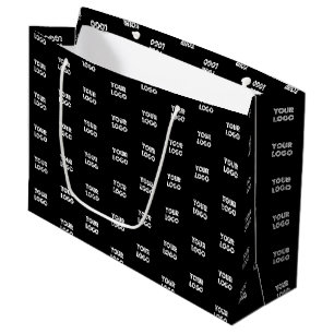 Grand Sac Cadeau Votre logo simple répétitif Noir