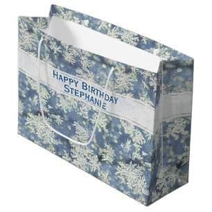 Grand Sac Cadeau Votre message : Frozen Frost Photo Abstraite - Bo