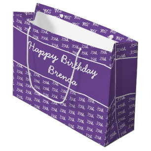 Grand Sac Cadeau Votre numéro d'âge Motif - violet & blanc