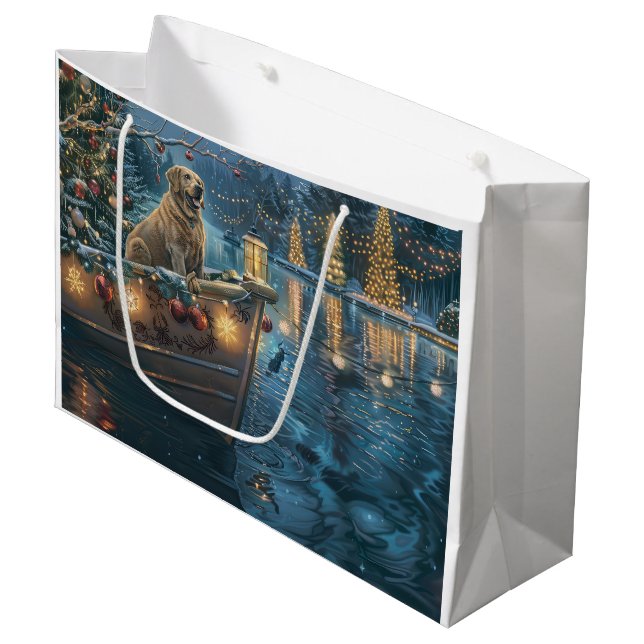 Grand Sac Cadeau Voyage festif de Noël au Labrador (Devant Angle)