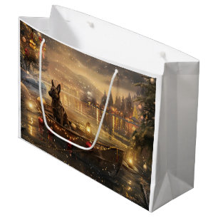 Grand Sac Cadeau Voyage festif de Noël du Malinois belge
