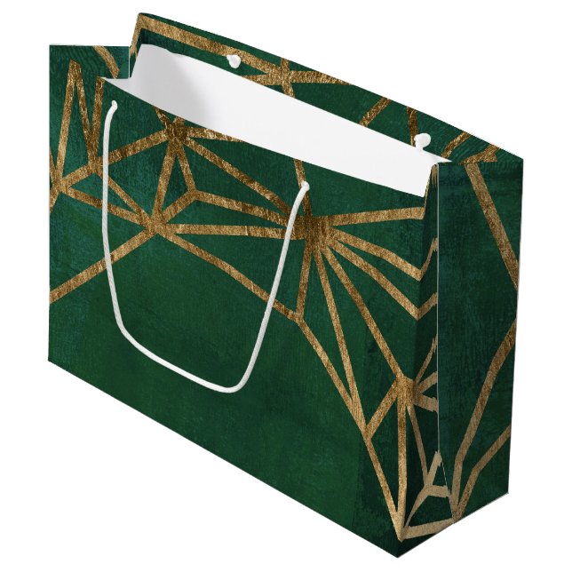 Grand Sac Cadeau Web Gold et Green Jungle (Devant Angle)