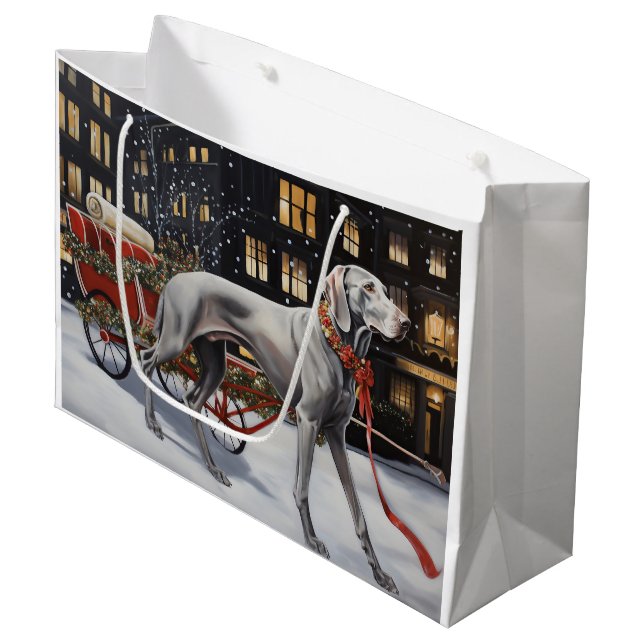 Grand Sac Cadeau Weimaraner Festin de Noël (Devant Angle)