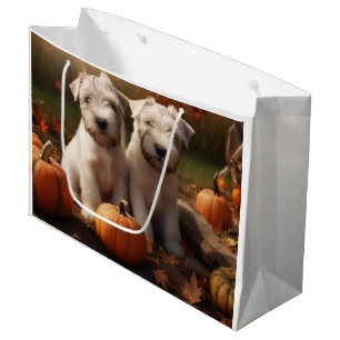 Grand Sac Cadeau Wheaten Terrier chiot Automne Citrouille délice