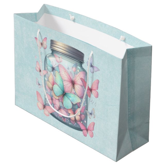Grand Sac Cadeau Whimsical Butterflies in a Jar (Dos Angle)