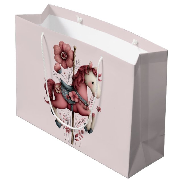Grand Sac Cadeau Whimsical Carousel Horse Image (Dos Angle)