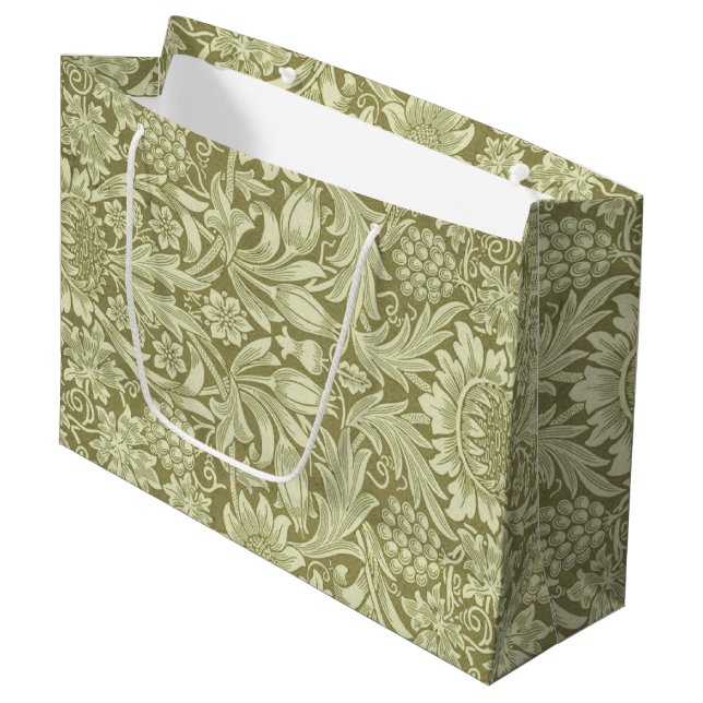 Grand Sac Cadeau William Morris Fleur verte tournesol (Devant Angle)