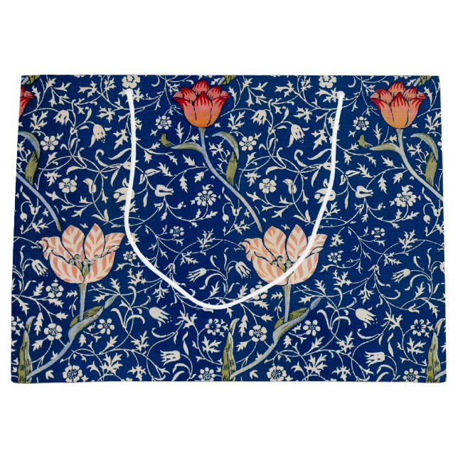 Grand Sac Cadeau William Morris Medway Floral bleu (Devant)