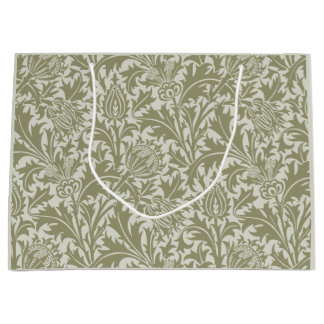 Grand Sac Cadeau William Morris Thistle Sage Green Motif