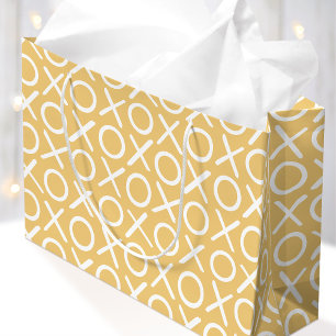 Grand Sac Cadeau XOXO Câlins et bisous Jaune Anniversaire Pinceau S