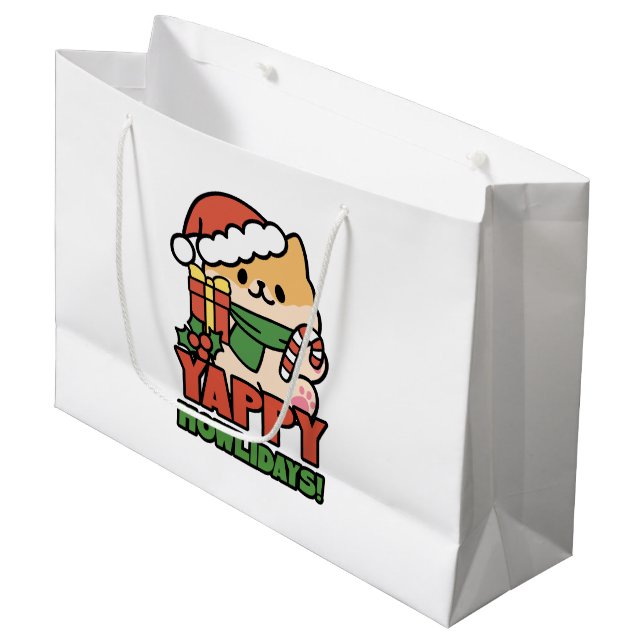 Grand Sac Cadeau Yappy Howlidays - Jote Christmas Dog Cartoon (Devant Angle)