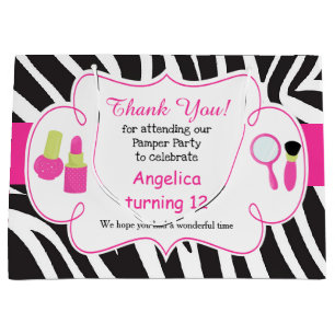 Grand Sac Cadeau Zebra imprimer anniversaire Pamper Party Merci