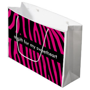 Grand Sac Cadeau Zebra rayures motif + votre arrière - plan & idées
