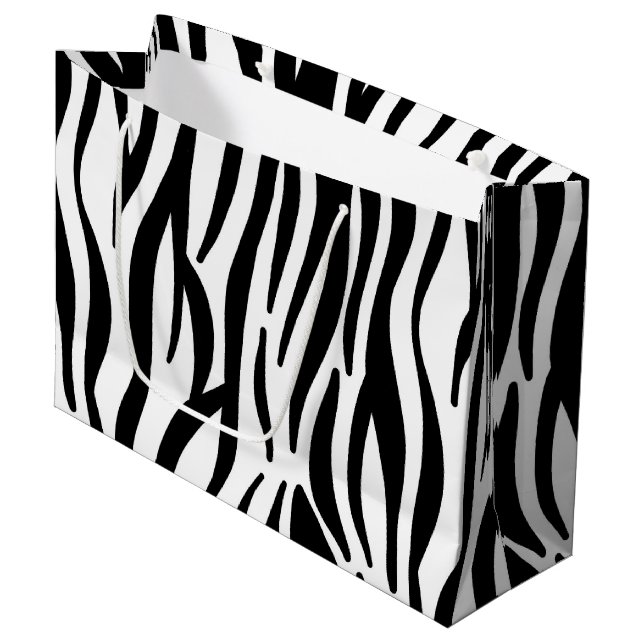 Grand Sac Cadeau Zebra Stripe Motif (Devant Angle)