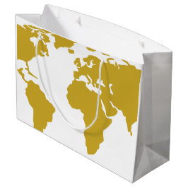 Grand sac de cadeau - carte du monde d'or