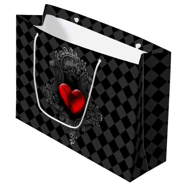 Grand sac de cadeau de coeur rouge de Goth (Devant Angle)