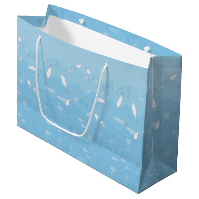 Grand sac de cadeau d'océan bleu (Devant Angle)