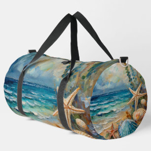Grand sac de sport nautique à l'aquarelle de plage