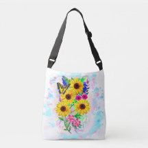 Grand sac de transport avec des tournesols et des