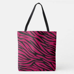 Grand sac fourre-tout à imprimé zèbre noir et roug