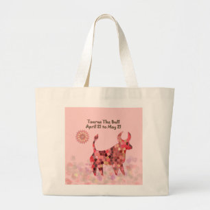 Grand sac fourre-tout à Taureau rose de verre