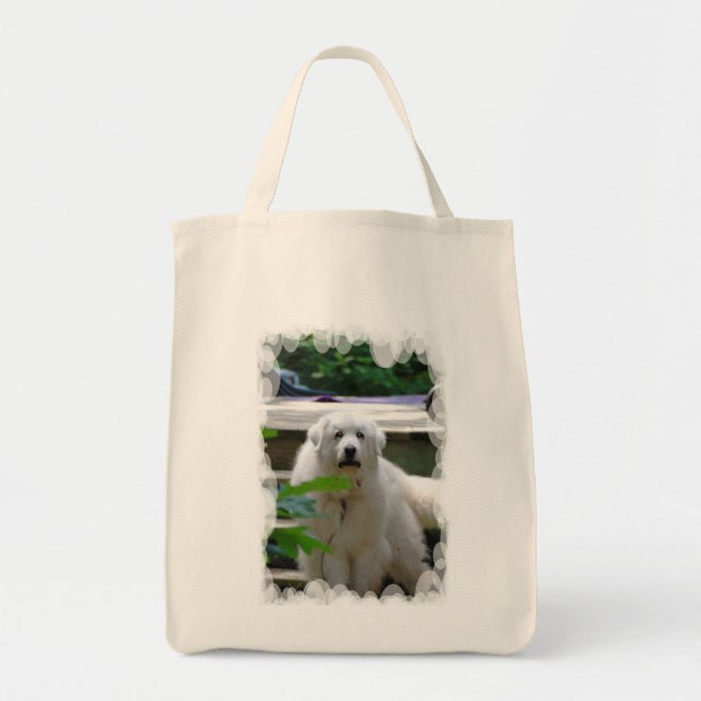 Grand sac fourre-tout blanc à épicerie de chien de (Devant)