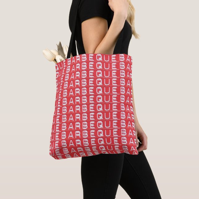 Grand Sac fourre-tout d'épicerie Red BQ Barbecue (De près)