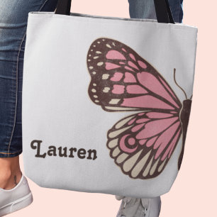 Grand Sac fourre-tout papillon rose, Sac Crossbody