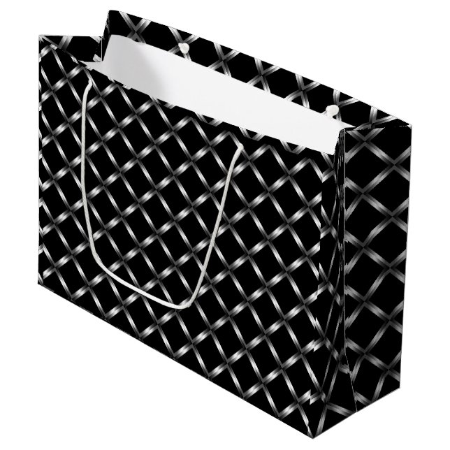Grand sac noir brillant de cadeau (Devant Angle)