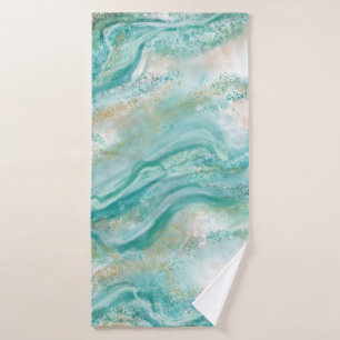 Grand Serviette de bain en marbre turquoise