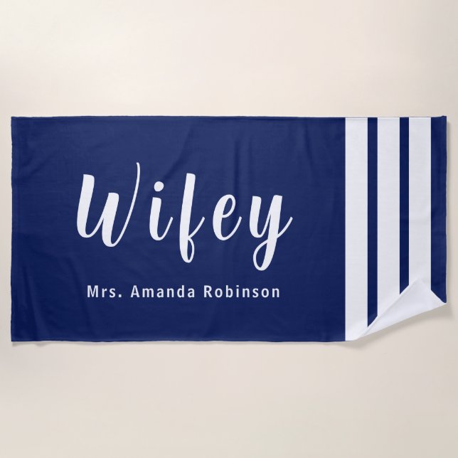 Grand Serviette de plage Wifey personnalisée (Devant)
