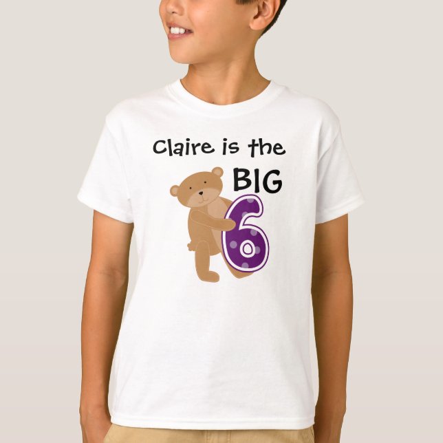 Grand six T-shirts personnalisables d'anniversaire (Devant)
