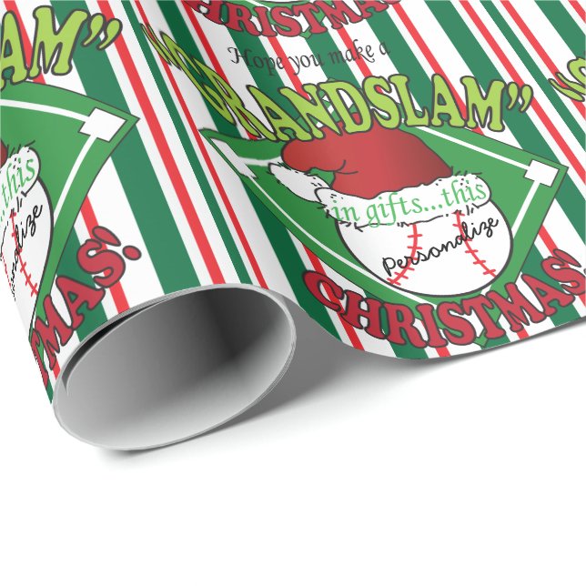 Grand Slam Baseball Weihnachten | DIY Name Geschenkpapier (Rolleneckpunkt)