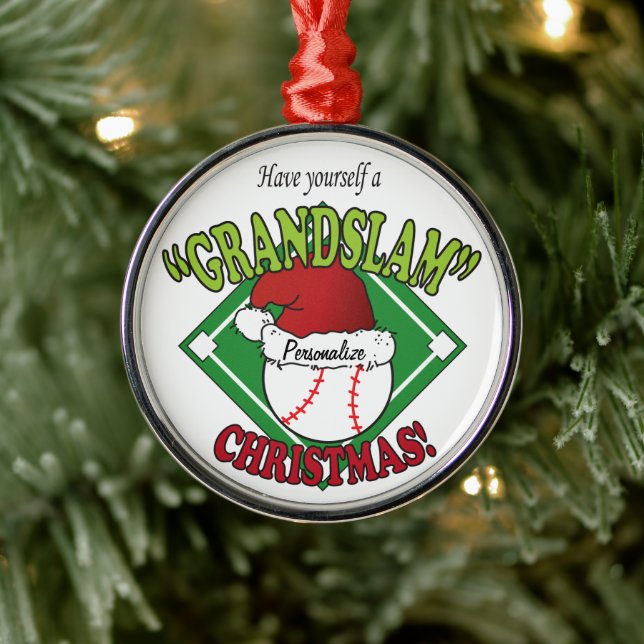 Grand Slam Baseball Weihnachten Ornament Aus Metall (Baum)