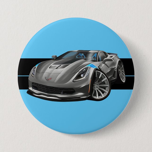 Grand Sport Corvette Gray Limited Edition Grafik Button (Vorderseite)