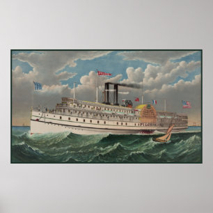 Grand Steamboat Pilgrim Wellds Größter Riverboat Poster