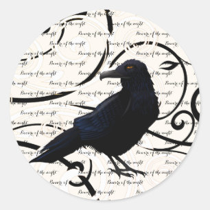 Grand Sticker Rond-Halloween Corbeau
