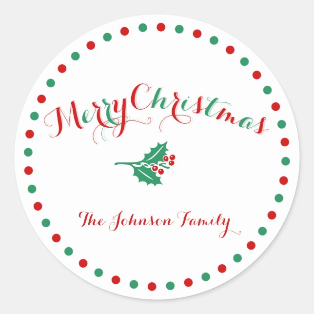 Grand Stickers de Noël blanc rouge vert personnali (Devant)