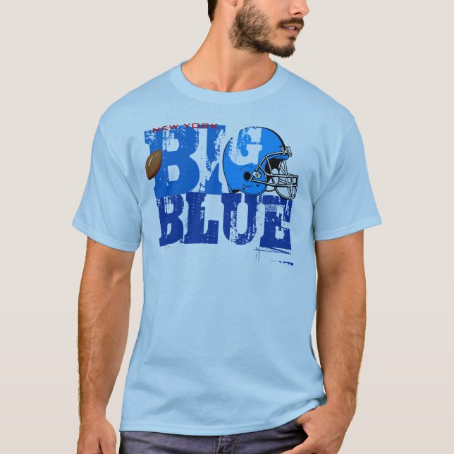 Grand T-shirt 1 du football de casque bleu de New (Devant)