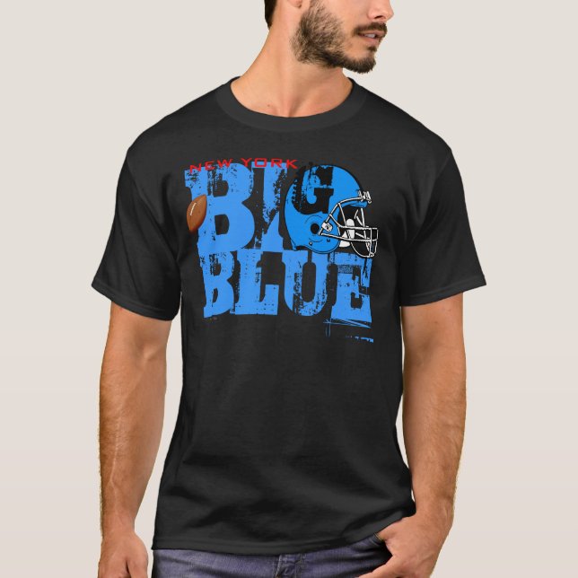 Grand T-shirt 2 du football de casque bleu de New (Devant)