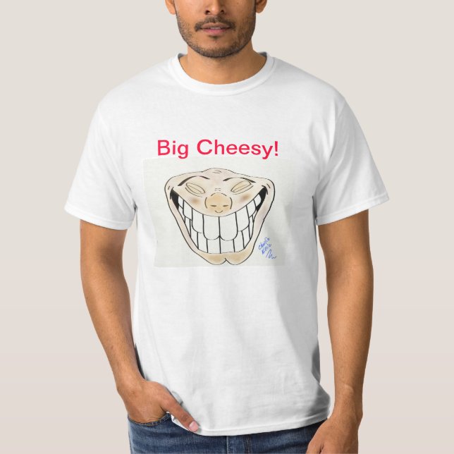 Grand T-shirt de fromage de sourire (Devant)
