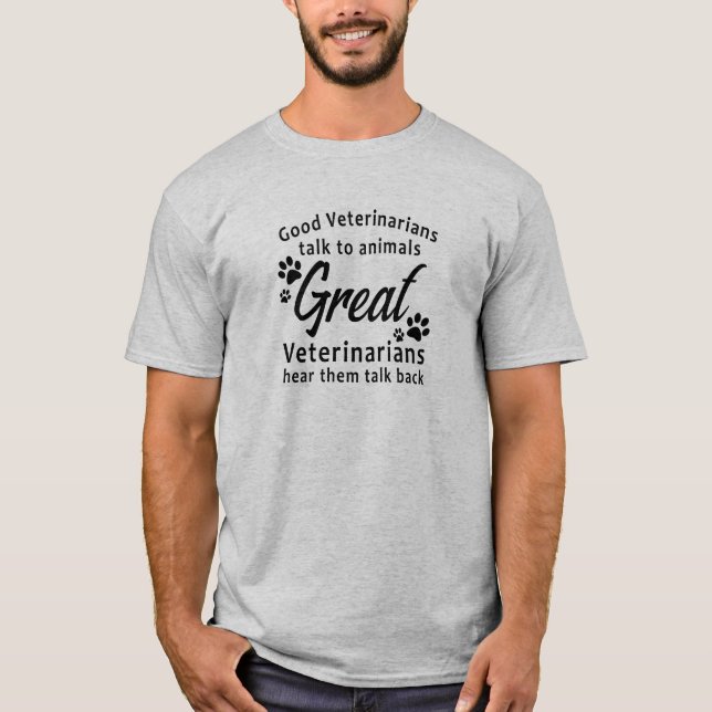 Grand T-shirt vétérinaire d'empreinte de patte (Devant)